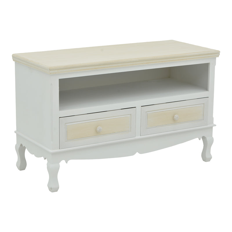 Έπιπλο Τηλεόρασης Joliene MDF σε Λευκή Αντικέ-Φυσική Απόχρωση 100x42x61