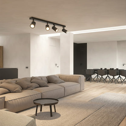 SPOTA KLV-101-0140 Κινούμενο Φωτιστικό Σποτ Οροφής για 4 Λάμπες MR16 με Ντουί GU10 AC 220-240V IP20 - Μαύρο Ματ - Μ64 x Π6 x Υ14