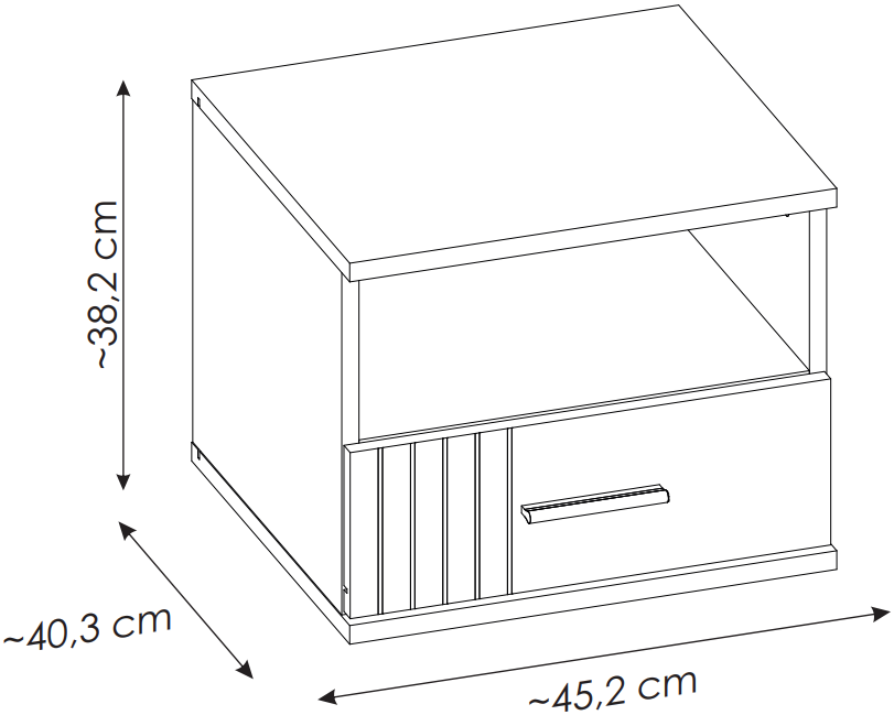 Xelvo bedside table 45x40x38