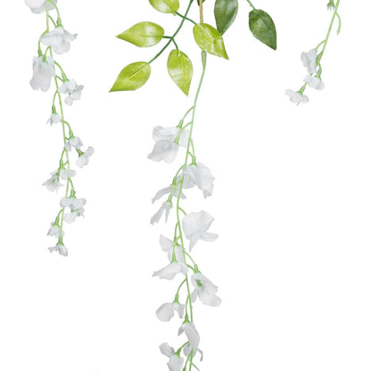 78006 Artificial Hanging Decorative Plant with 3 x White Wisteria Branches - L10 x W10 x H110