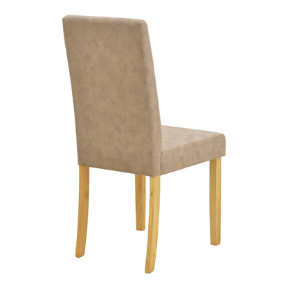 Chair Zeben Antique Beige Fabric with Rubberwood Legs in Natural Shade 43.5x55.5x93.5
