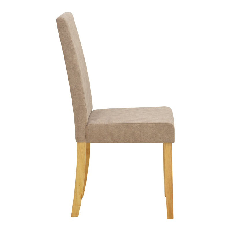 Chair Zeben Antique Beige Fabric with Rubberwood Legs in Natural Shade 43.5x55.5x93.5