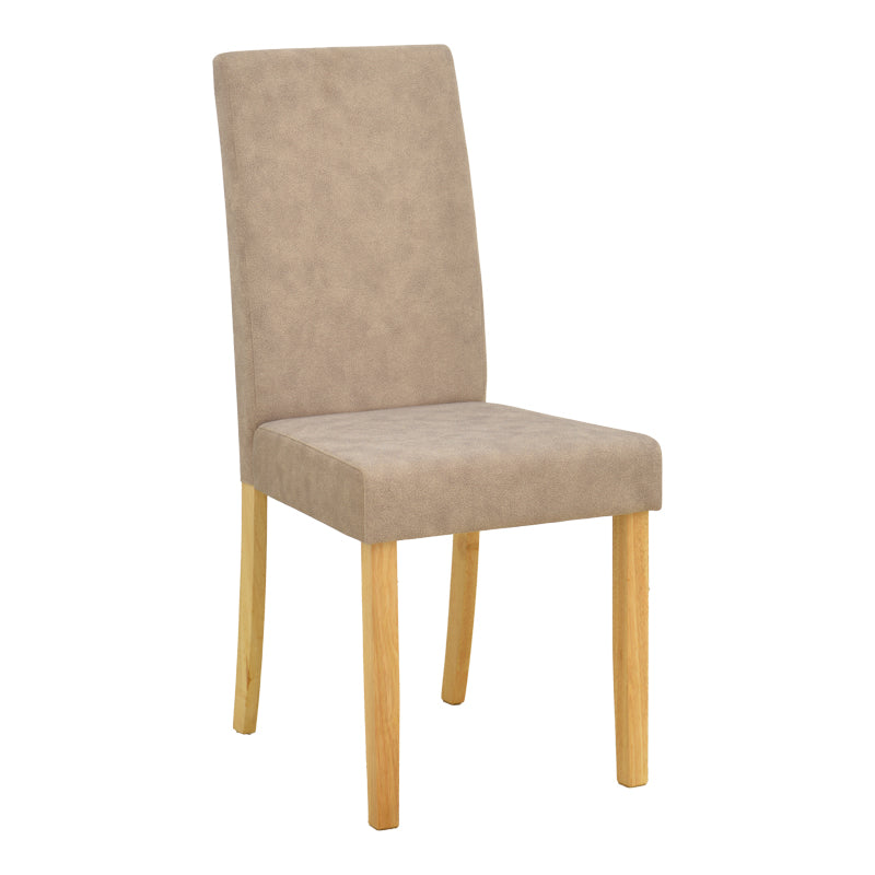 Chair Zeben Antique Beige Fabric with Rubberwood Legs in Natural Shade 43.5x55.5x93.5