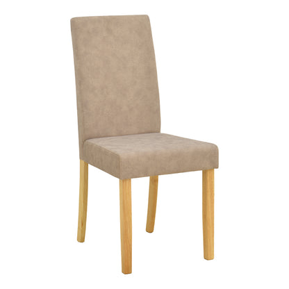 Chair Zeben Antique Beige Fabric with Rubberwood Legs in Natural Shade 43.5x55.5x93.5