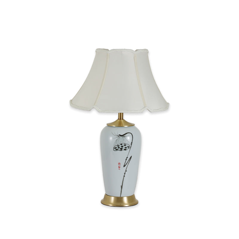 TLC 6356 ΕΠΙΤΡΑΠΕΖΙΑ ΛΑΜΠΑ ΚΕΡΑΜΙΚΗ ΛΟΥΛΟΥΔΙ ΜΕ ΑΜΠΑΖΟΥΡ ΚΛΑΣΣΙΚΟ ΕΚΡΟΥ 1xE27 Φ37x64