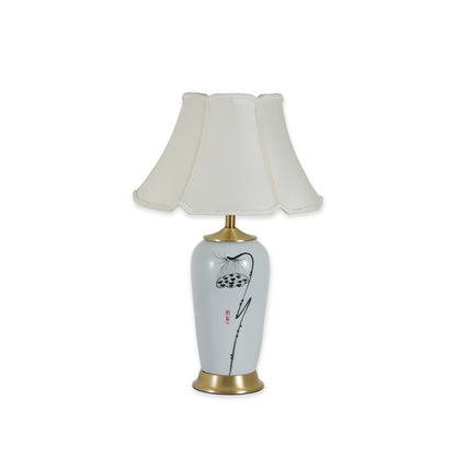 TLC 6356 ΕΠΙΤΡΑΠΕΖΙΑ ΛΑΜΠΑ ΚΕΡΑΜΙΚΗ ΛΟΥΛΟΥΔΙ ΜΕ ΑΜΠΑΖΟΥΡ ΚΛΑΣΣΙΚΟ ΕΚΡΟΥ 1xE27 Φ37x64