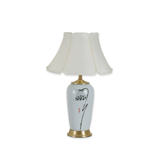 TLC 6356 ΕΠΙΤΡΑΠΕΖΙΑ ΛΑΜΠΑ ΚΕΡΑΜΙΚΗ ΛΟΥΛΟΥΔΙ ΜΕ ΑΜΠΑΖΟΥΡ ΚΛΑΣΣΙΚΟ ΕΚΡΟΥ 1xE27 Φ37x64