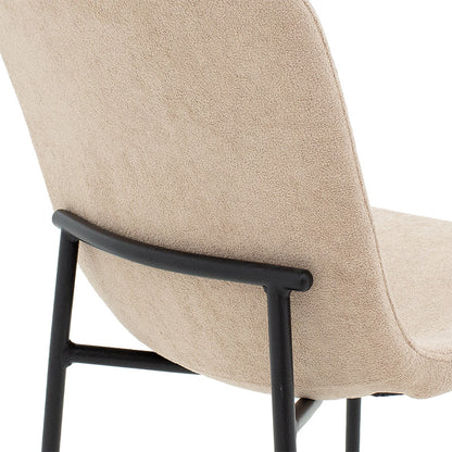Καρέκλα Gratify Ύφασμα Μπουκλέ Εκρού-Πόδι Μαύρο