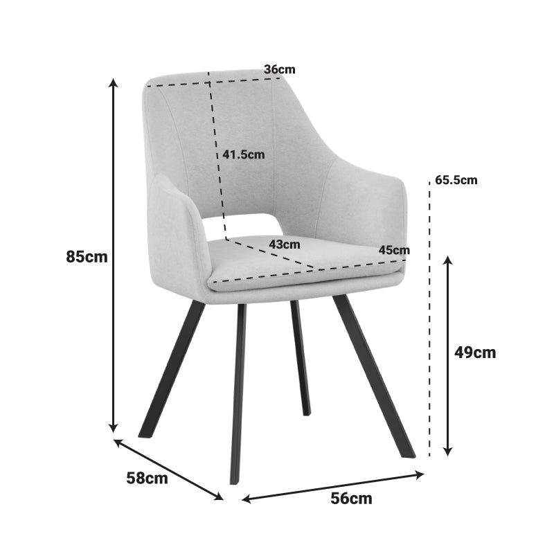Πολυθρόνα Nordo Cream Ύφασμα-Πόδι Μαύρο Μέταλλο 56x58x85