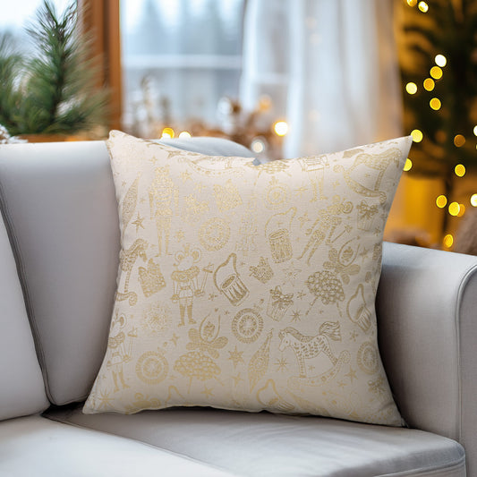 Μαξιλαροθήκη Ζακάρ Καρυοθραύστης με Χρυσό Λούρεξ 45x45εκ