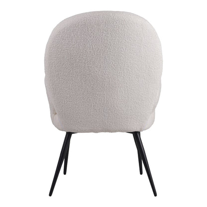 Πολυθρόνα με Υποπόδιο Qarar Μπουκλέ Ύφασμα σε Λευκή Απόχρωση με Μαύρα Μεταλλικά Πόδια 67.5x67.5x106