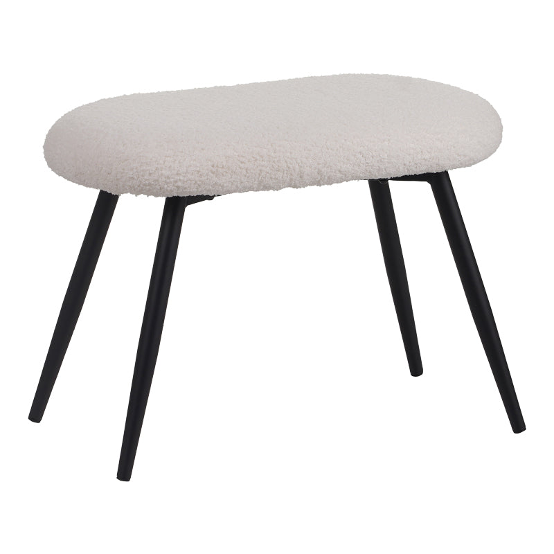 Πολυθρόνα με Υποπόδιο Qarar Μπουκλέ Ύφασμα σε Λευκή Απόχρωση με Μαύρα Μεταλλικά Πόδια 67.5x67.5x106