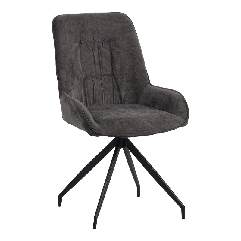Καρέκλα Περιστεφόμενη Kadeira Ύφασμα Σκούρο Γκρι - Μαύρα Μεταλλικά Πόδια 57.5x51x89