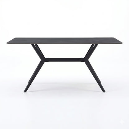 Table Olivet MDF-Sandstone Marble Look-Black Metal Leg 180x90x76