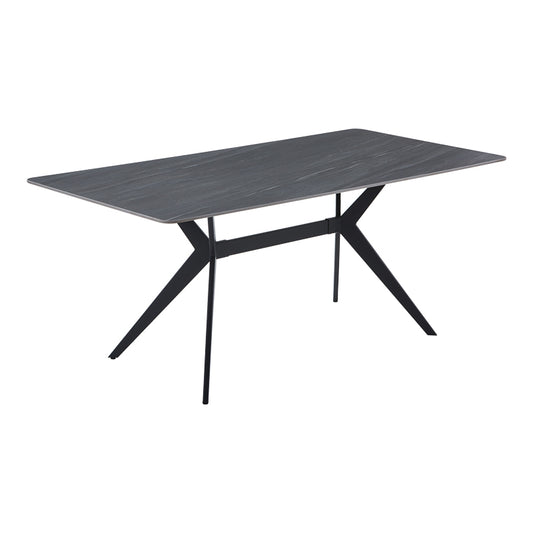 Table Olivet MDF-Sandstone Marble Look-Black Metal Leg 180x90x76