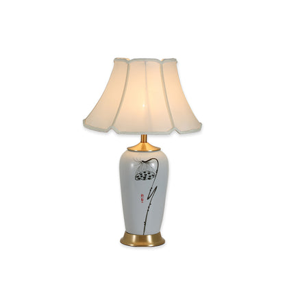 TLC 6356 ΕΠΙΤΡΑΠΕΖΙΑ ΛΑΜΠΑ ΚΕΡΑΜΙΚΗ ΛΟΥΛΟΥΔΙ ΜΕ ΑΜΠΑΖΟΥΡ ΚΛΑΣΣΙΚΟ ΕΚΡΟΥ 1xE27 Φ37x64