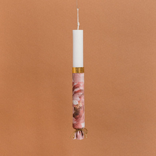 Λαμπάδα Στολισμένη Βελούδο Ρομαντικά Λουλούδια σε Συσκευασία Δώρου