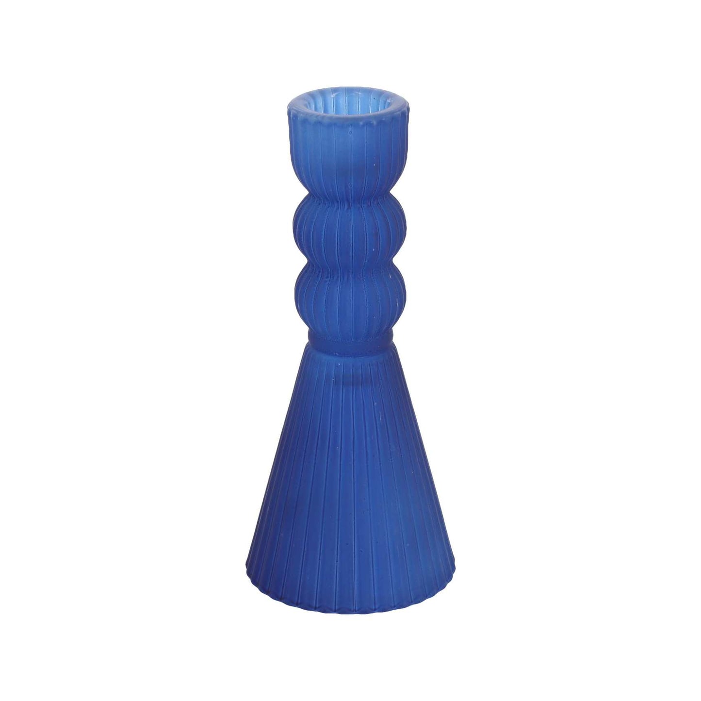Noah Blue Glass Candlestick D7x15