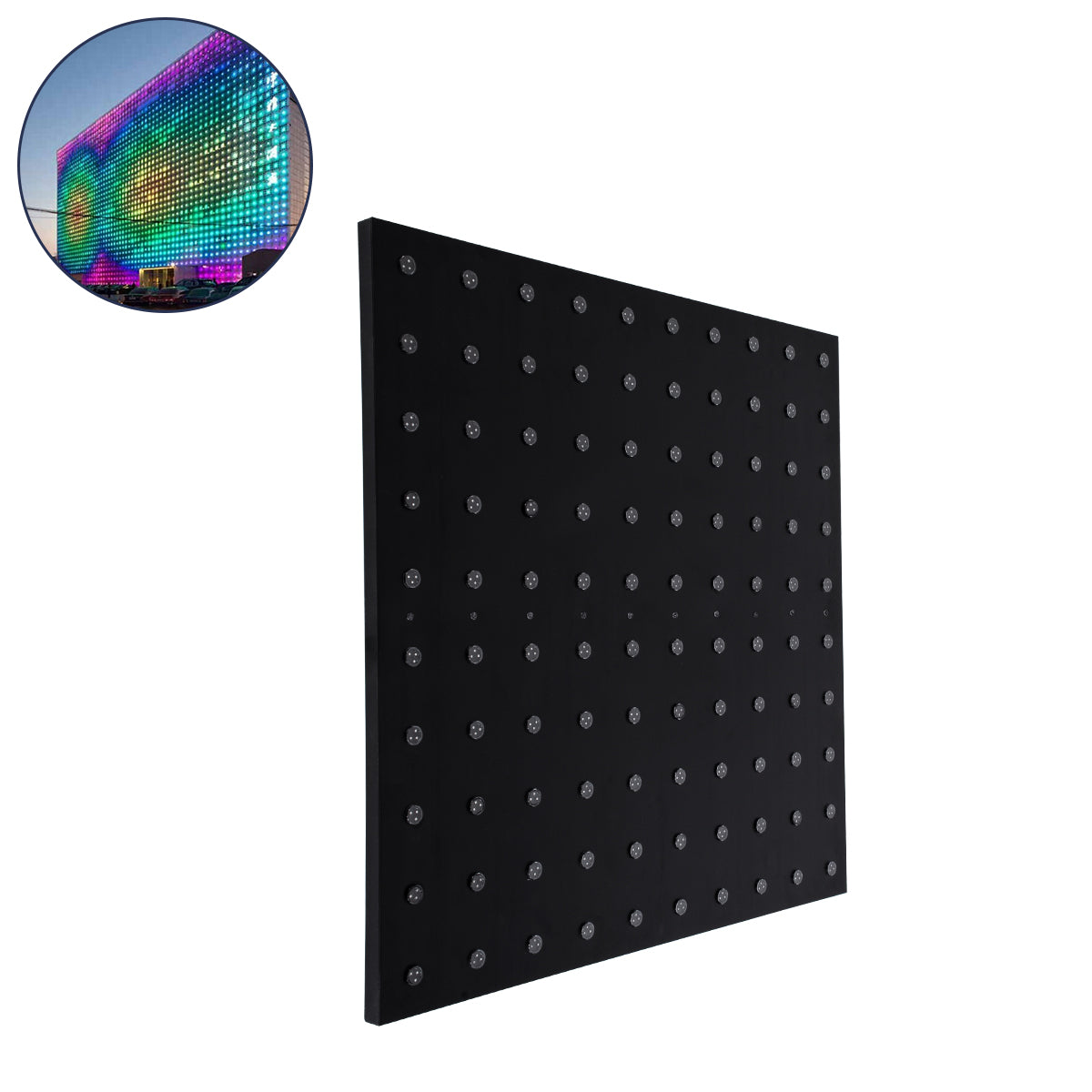 90117 Digital Pixel Addressable Facade Panel - Ψηφιακό Πάνελ Πρόσοψης Κτιρίων LED SMD 3535 75W/m2 100LED/m2 100PIXEL/m2 SPI/TTL Protocol IC UCS512B 4500lm/m2 120° DC 12V IP67 RGB - Μαύρο Σώμα - Μ100 x Π100 x Υ3cm