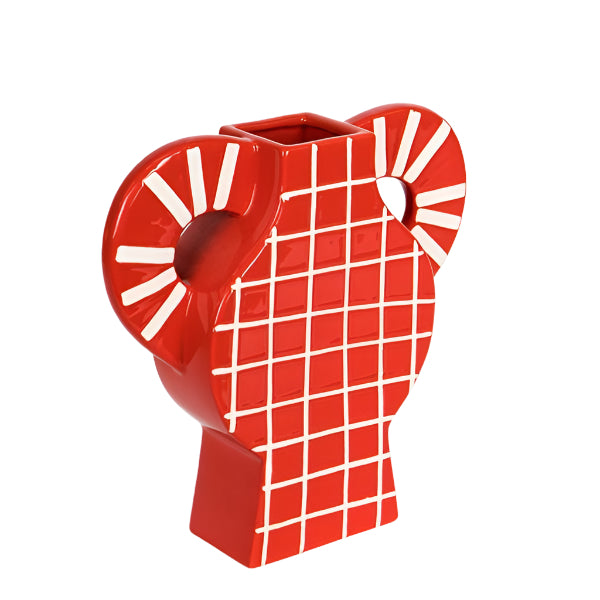 ΒΑΖΟ ΚΕΡΑΜΙΚΟ ΚΟΚΚΙΝΟ ΜΕ ΛΕΥΚΕΣ ΓΡΑΜΜΕΣ ΜΕ ΧΕΡΟΥΛΙΑ 38x8x36