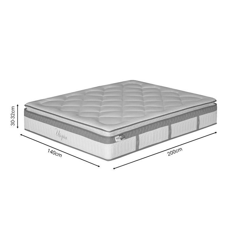 Στρώμα Utopia Pocket Spring Μονής Όψης με Ανώστρωμα 30-32εκ 140x200εκ
