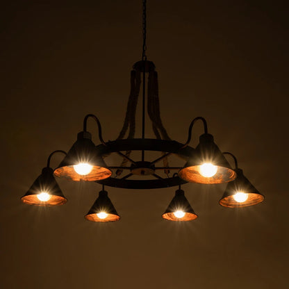 CAMELOT 10001191 Vintage Κρεμαστό Φωτιστικό Οροφής με Ντουί 6 x E27 AC 220-240V IP20 - Χάλκινο & Μπεζ - Μ95 x Π95 x Υ65