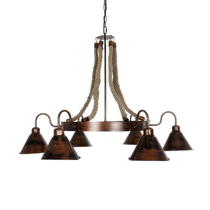 CAMELOT 10001191 Vintage Κρεμαστό Φωτιστικό Οροφής με Ντουί 6 x E27 AC 220-240V IP20 - Χάλκινο & Μπεζ - Μ95 x Π95 x Υ65