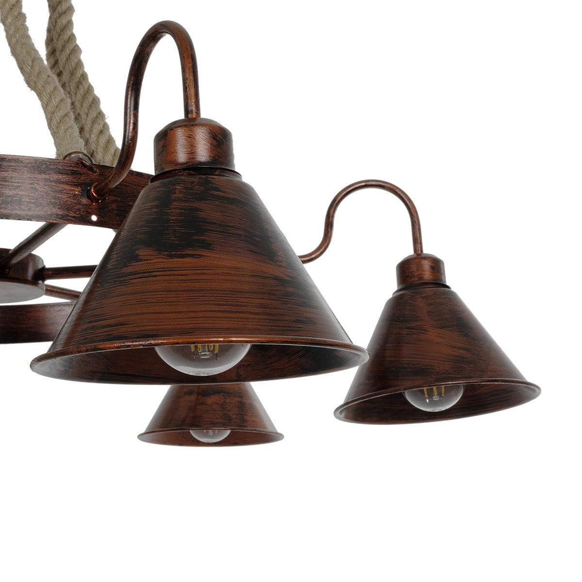 CAMELOT 10001191 Vintage Κρεμαστό Φωτιστικό Οροφής με Ντουί 6 x E27 AC 220-240V IP20 - Χάλκινο & Μπεζ - Μ95 x Π95 x Υ65