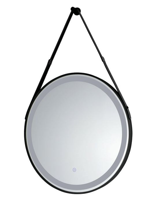 MIC-02 ΚΑΘΡΕΠΤΗΣ BK ΣΤΡΟΓΓΥΛΟΣ ΔΕΡΜΑΤΙΝΟ ΛΟΥΡΙ LED ΦΩΤΙΣΜΟΣ TOUCH Φ60εκ