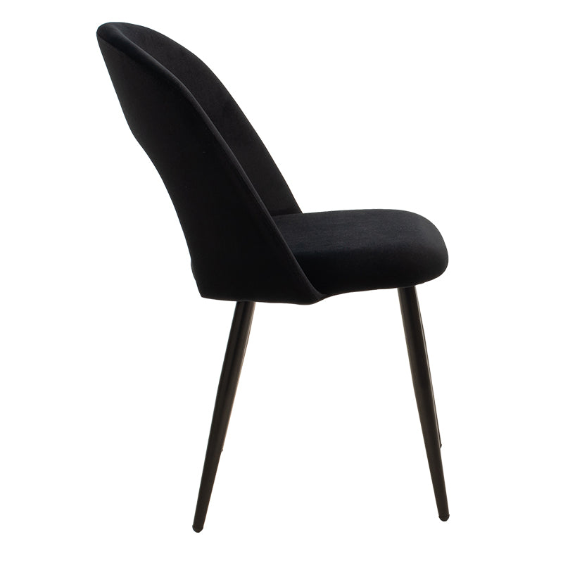 Καρέκλα Jonah Βελούδο Μαύρο-Μαύρο Πόδι