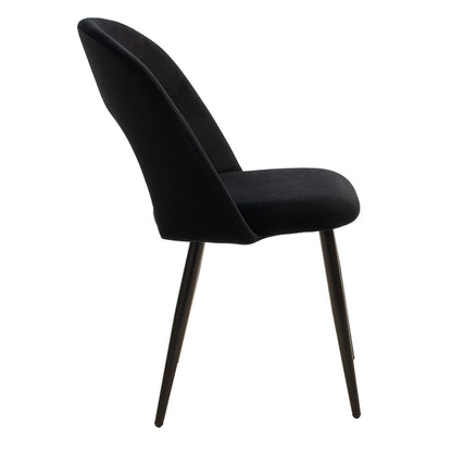 Καρέκλα Jonah Βελούδο Μαύρο-Μαύρο Πόδι