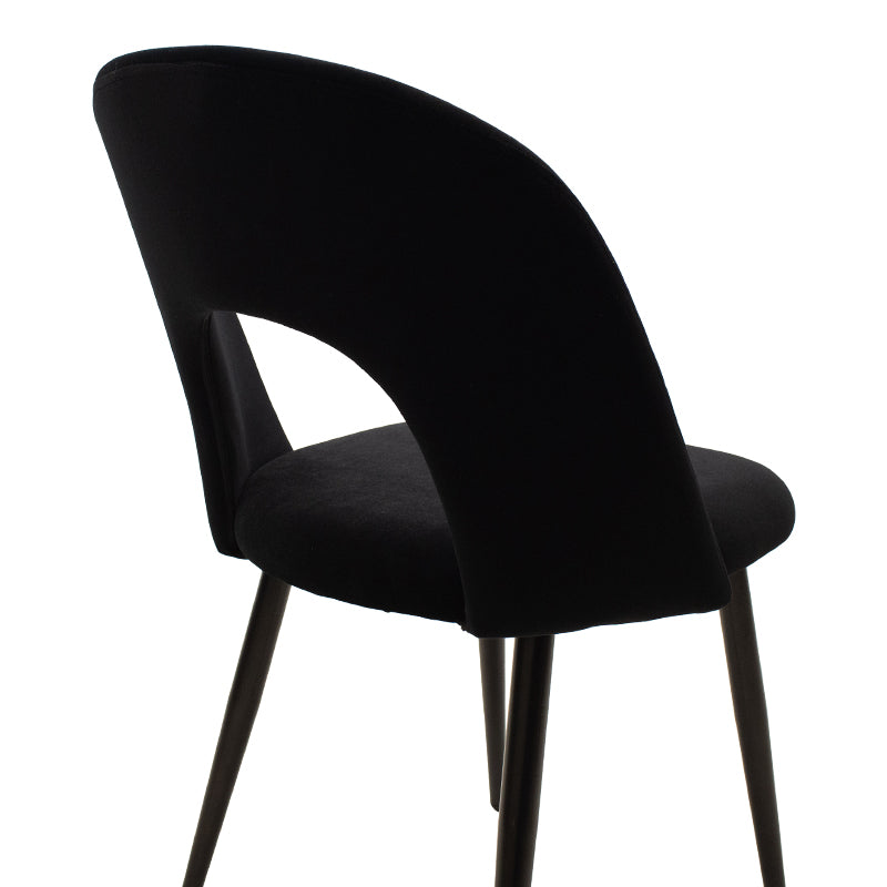 Καρέκλα Jonah Βελούδο Μαύρο-Μαύρο Πόδι