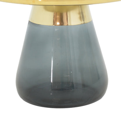 Βοηθητικό Τραπέζι Lafo Χρυσό Χρώμιο-Μαύρο Γυαλί Φ60x42