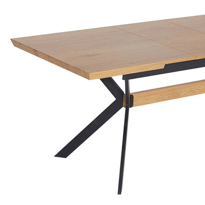 Τραπέζι Jessamy Επεκτεινόμενο MDF 43mm σε Φυσική Απόχρωση και Πόδι Μεταλλικό Μαύρο 160/200x90x76
