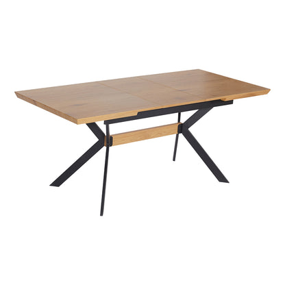 Τραπέζι Jessamy Επεκτεινόμενο MDF 43mm σε Φυσική Απόχρωση και Πόδι Μεταλλικό Μαύρο 160/200x90x76