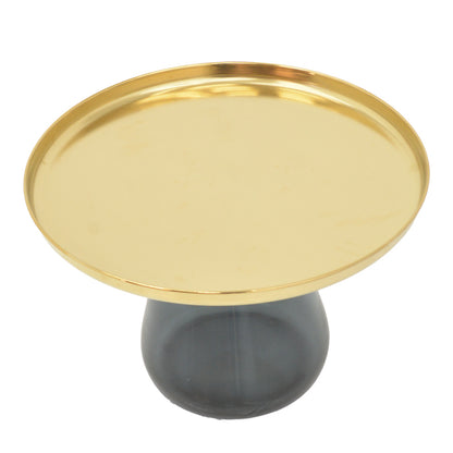 Βοηθητικά Τραπέζια Kunlo Σετ 2 Τεμ Χρυσό Χρώμιο-Μαύρο Γυαλί