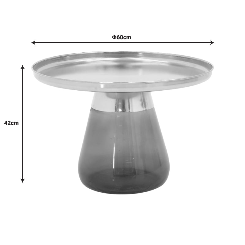 Βοηθητικά Τραπέζια Kunlo Σετ 2 Τεμ Χρυσό Χρώμιο-Μαύρο Γυαλί