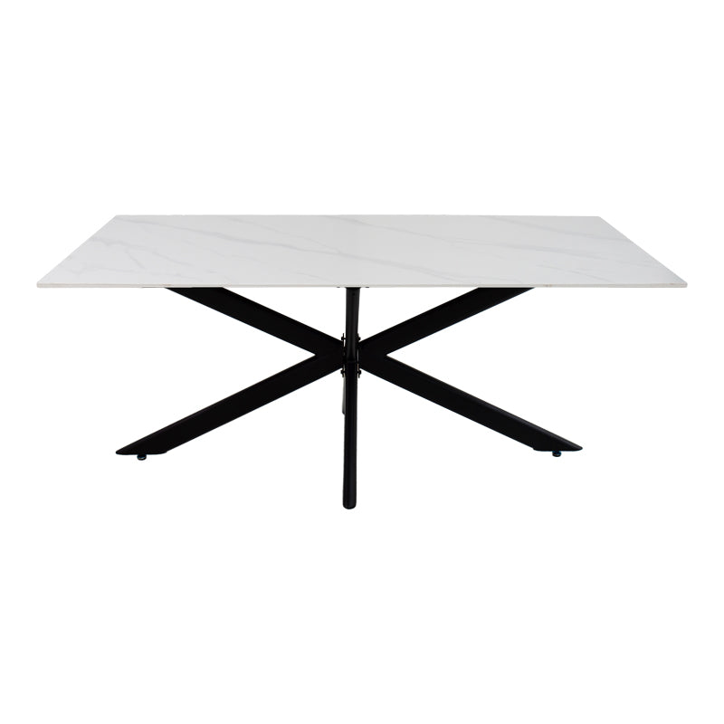 Τραπέζι Bethan Sintered Stone Λευκό-Μαύρα Μεταλλικά Πόδια 180x90x75
