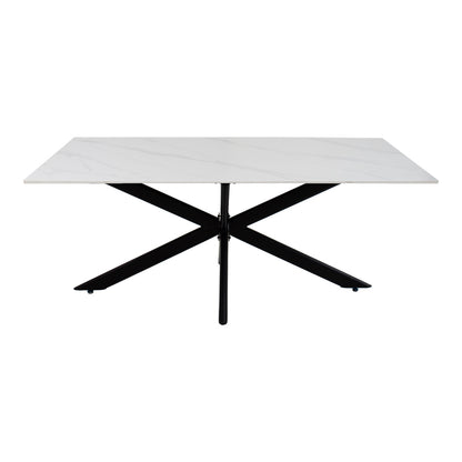 Τραπέζι Bethan Sintered Stone Λευκό-Μαύρα Μεταλλικά Πόδια 180x90x75