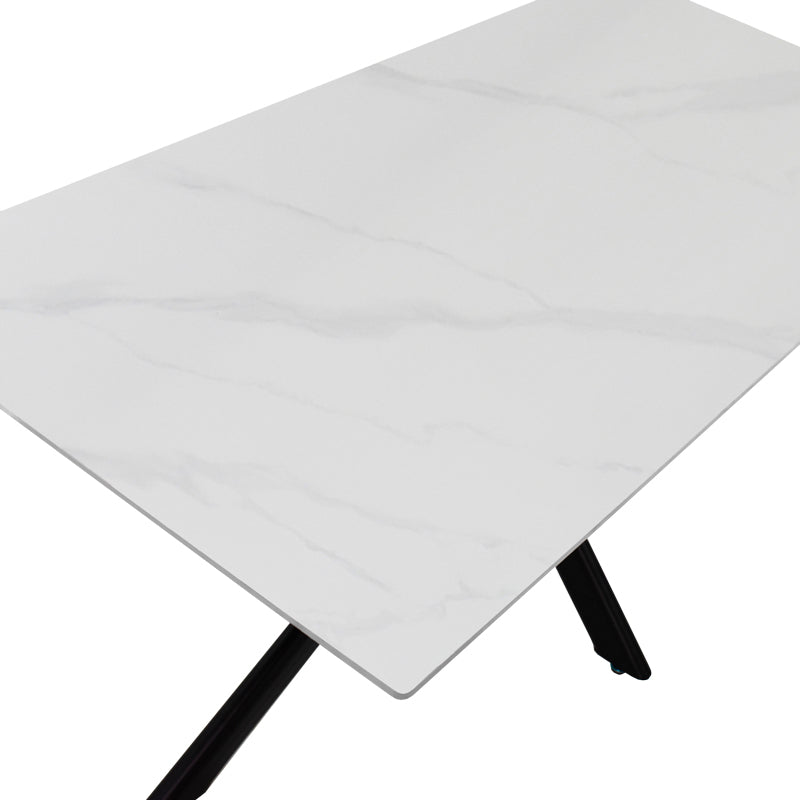Τραπέζι Bethan Sintered Stone Λευκό-Μαύρα Μεταλλικά Πόδια 180x90x75