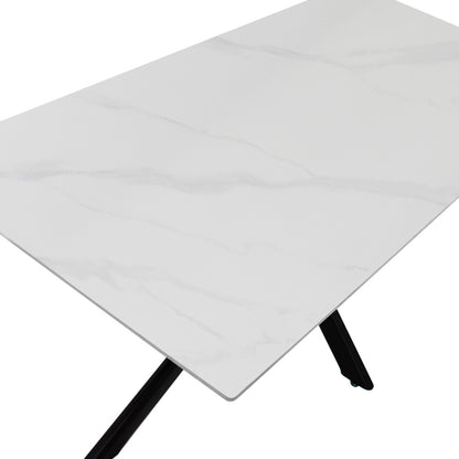 Τραπέζι Bethan Sintered Stone Λευκό-Μαύρα Μεταλλικά Πόδια 180x90x75