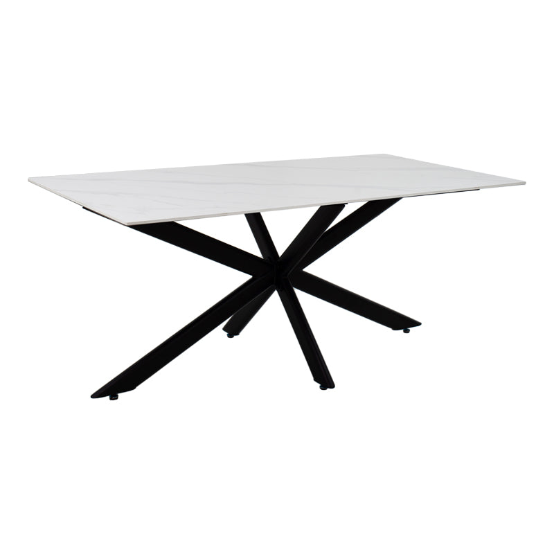 Τραπέζι Bethan Sintered Stone Λευκό-Μαύρα Μεταλλικά Πόδια 180x90x75