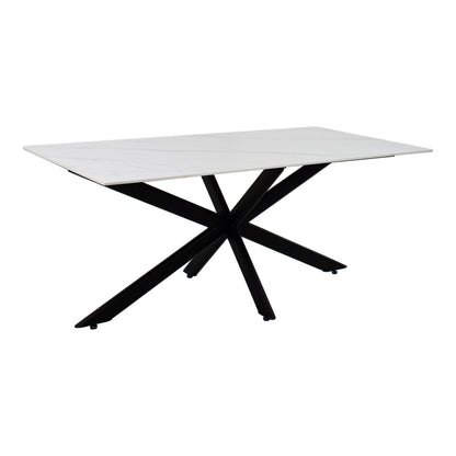 Τραπέζι Bethan Sintered Stone Λευκό-Μαύρα Μεταλλικά Πόδια 180x90x75