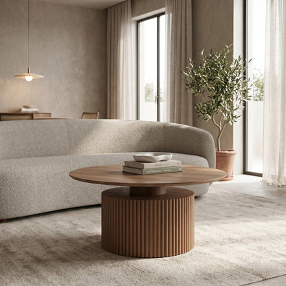 Living Room Table Opols MDF Walnut Φ90x42