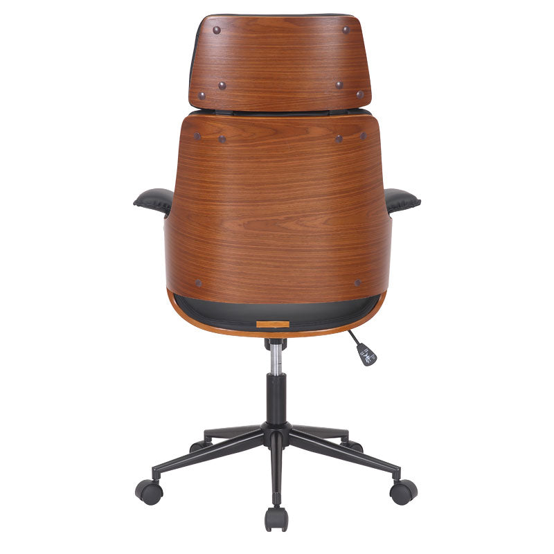 Καρέκλα Γραφείου Διευθυντή Hermanos Μαύρο PU - Ξύλο Καρυδί