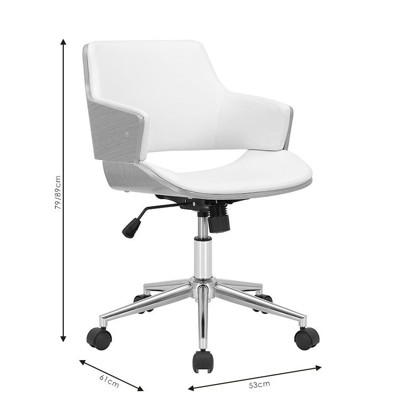 Καρέκλα Γραφείου Εργασίας Fern PU Λευκό Ξύλο Φυσικό
