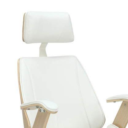 Καρέκλα Γραφείου Διευθυντή Fern Pu Λευκό-Ξύλο Φυσικό