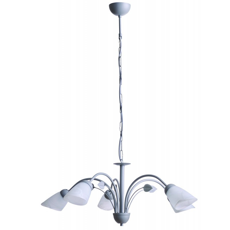 Φωτιστικό Πολύφωτο 5φ Μέταλλο Ασημί/Γυαλί Ε14