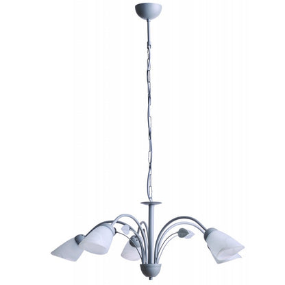 Φωτιστικό Πολύφωτο 5φ Μέταλλο Ασημί/Γυαλί Ε14