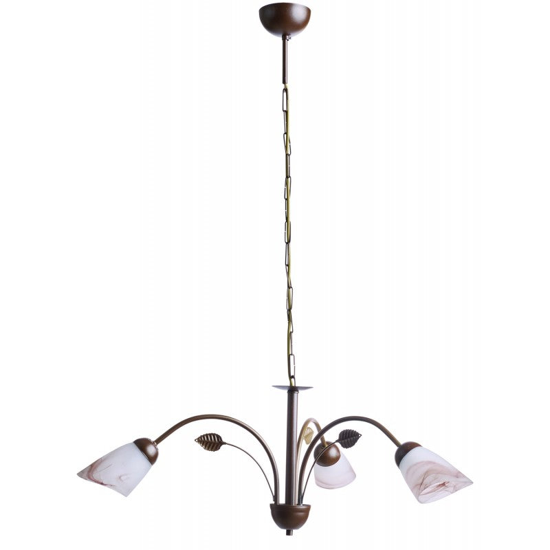 Φωτιστικό Πολύφωτο 3φ Μέταλλο Καφέ/Γυαλί Ε14